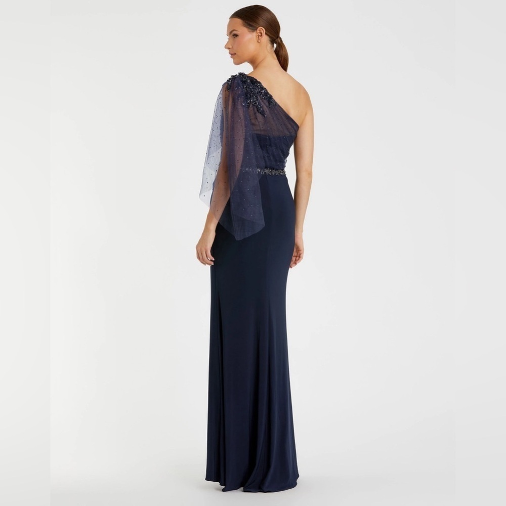 MAC DUGGAL 79392 NWT Embellished One Shoulder Draped Gown - Picture 3 of 9